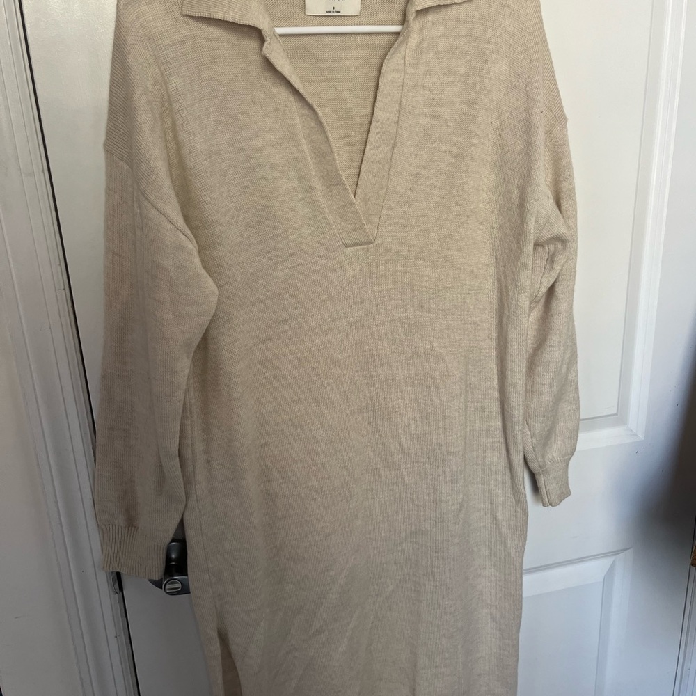 Elegant Cream Sweater Dress
